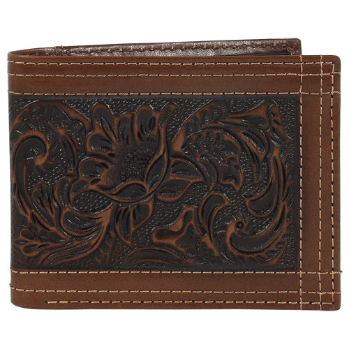 Pard's Western Shop Justin Brown Floral Tooled Bifold Wallet