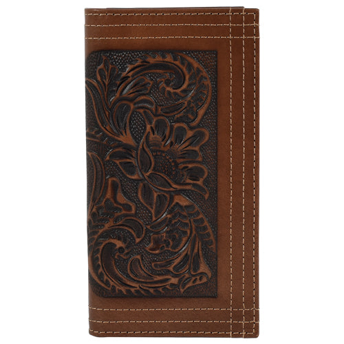 Pard's Western Shop Justin Brown Floral Tooled Rodeo Wallet
