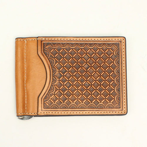 Pard's Western Shop Nocona Natural Diamond Weave Embossed Bifold Money Clip