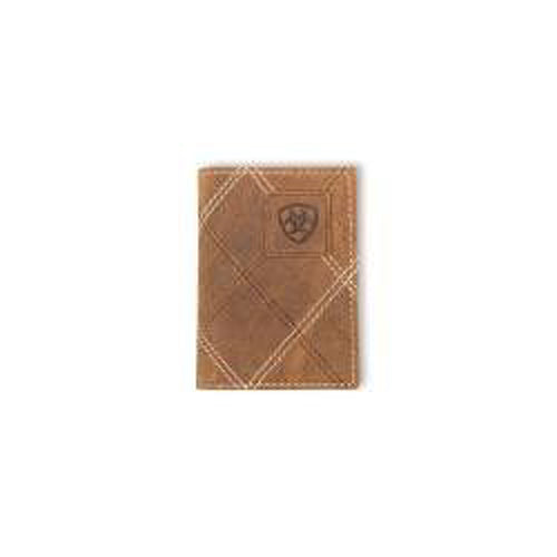 Ariat Brown Cross Stitch Trifold Wallet