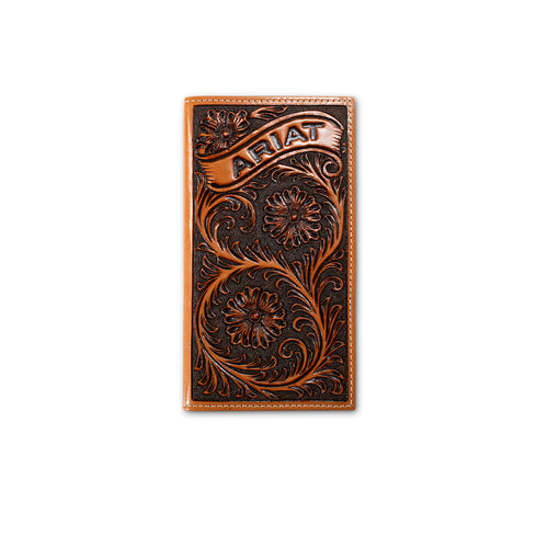 Ariat Tan Banner & Floral Embossed Rodeo Wallet