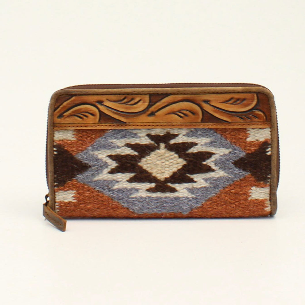 Pard's Western Shop Ariat Southwestern Wool Blanket Wallet with Tooled Leather Accent