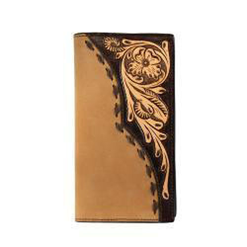 Pard's Western Shop 3D Tan Roughout Rodeo Wallet with Floral Tooled Overlay