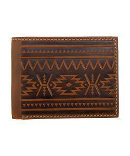 Pard's Western Shop Nocona Brown Southwest Embossed Bifold Wallet