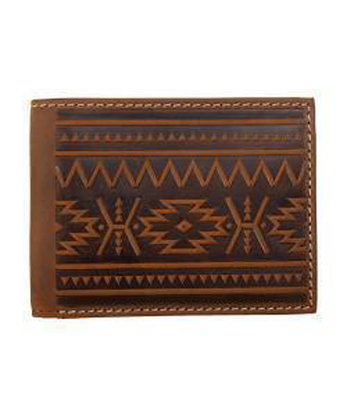Pard's Western Shop Nocona Brown Southwest Embossed Bifold Wallet