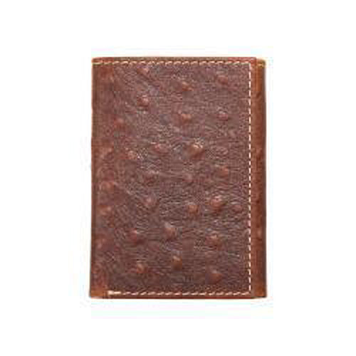 Pard's Western Shop Nocona Brown Ostrich Print Trifold Wallet