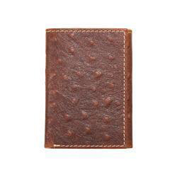 Pard's Western Shop Nocona Brown Ostrich Print Trifold Wallet