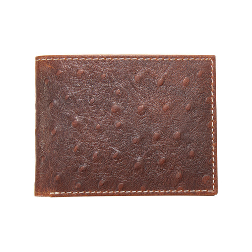Pard's Western Shop Nocona Brown Ostrich Print Bifold Wallet