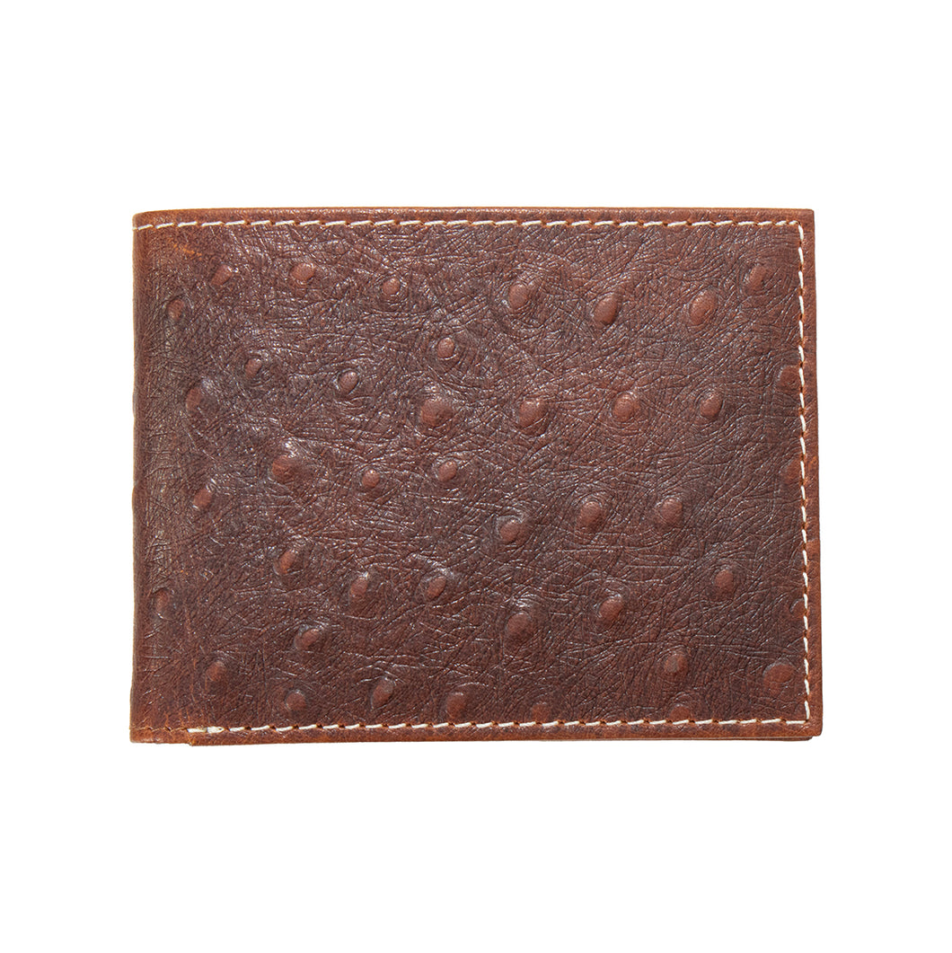 Pard's Western Shop Nocona Brown Ostrich Print Bifold Wallet