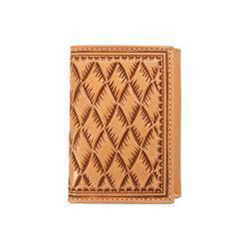 Pard's Western Shop Nocona Natural Large Basket Weave Embossed Trifold Wallet