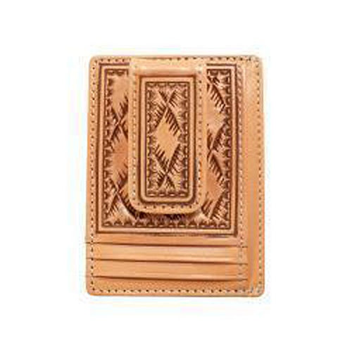 Pard's Western Shop Nocona Natural Large Basket Weave Embossed Wallet Style Money Clip