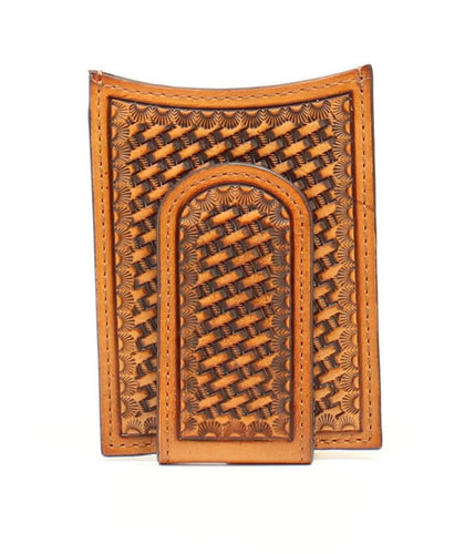 Pard's Western shop Nocona Natural Diamond Weave Embossed Money Clip