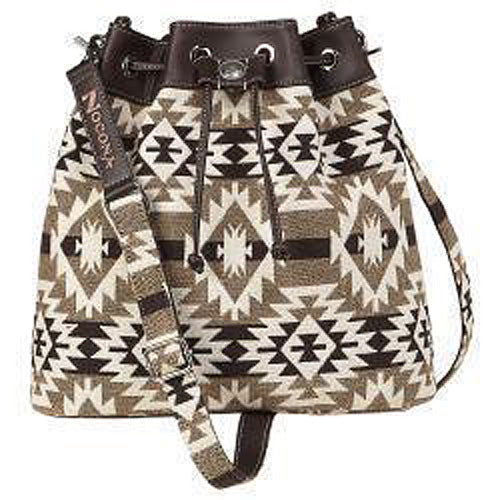 Pard's Western Shop Nocona Brown/White Southwest Design Tessa Bucket Bag