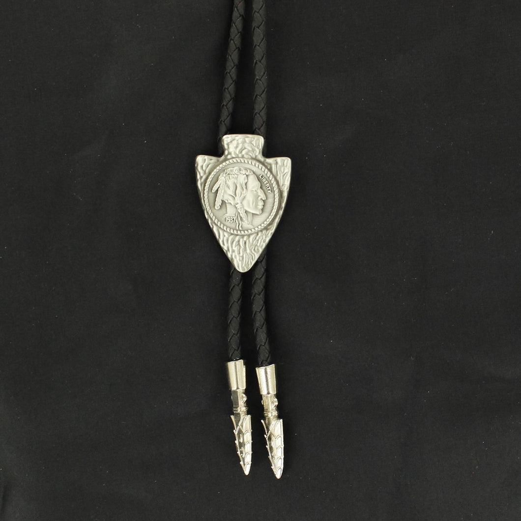 Pard's Western Shop Double S Arrowhead/Coin Bolo Tie