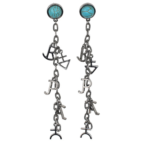 Pard's Western Shop  Justin Dangle Charm Brands Earrings with Faux Turquoise Stone