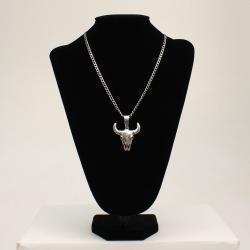 Pard's Western Shop Twister Bull Skull Pendant Necklace