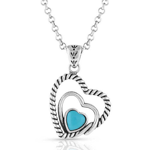 Pard's Western Shop Montana Silversmiths Clearer Ponds Turquoise Heart Necklace