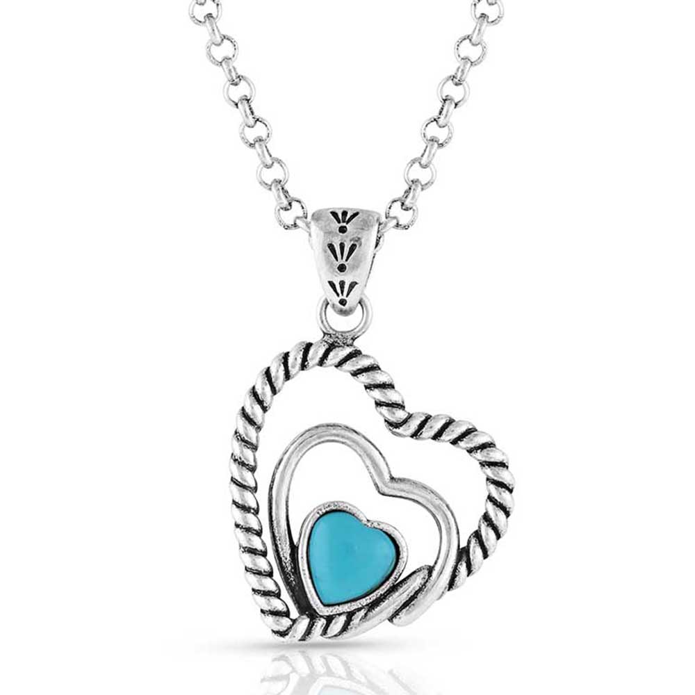 Pard's Western Shop Montana Silversmiths Clearer Ponds Turquoise Heart Necklace