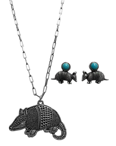 Pard's Western shop Silver Strike Armadillo Necklace and Earring Set
