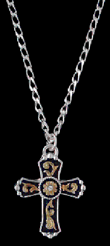 Pard's Western Shop Silver Strike Silver/Gold Tone Cross Necklace for Men