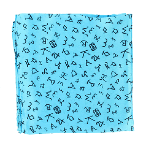 Turquoise Brands Print 100% Silk Wild Rag
