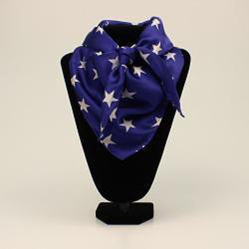 Pard's Western Shop Blue Silk Wild Rag with White Star Print