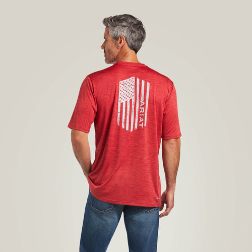 Pard's Western Shop Ariat Red Vertical Flag Charger Tee for Men