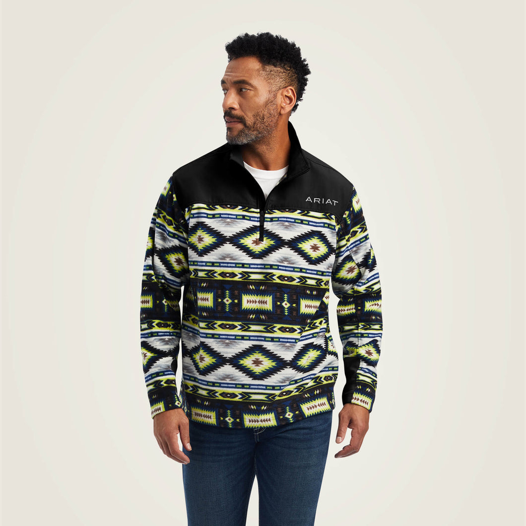 Pard's Western Shop Ariat Lime/Black Southwest Print 2.0 1/4 Zip Sweatshirt for Men