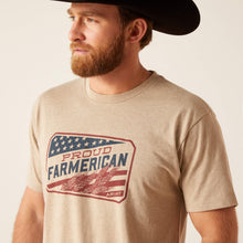 Ariat "Proud Farmerican" Stars/Stripes/Wheat Screen Print Oatmeal Heather T-Shirt for Men
