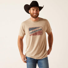 Pard's Western Shop Ariat "Proud Farmerican" Stars/Stripes/Wheat Screen Print Oatmeal Heather T-Shirt for Men