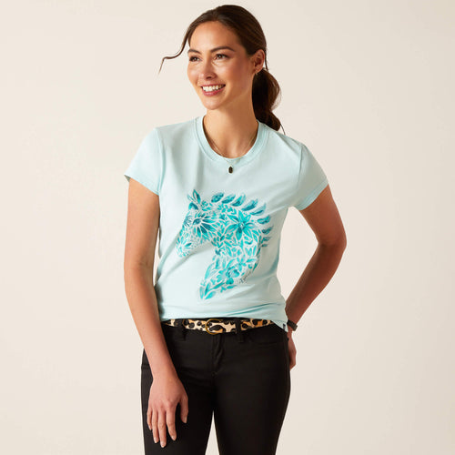 Pard's Western Shop Ariat Turquoise Floral Mosaic Horse Tee for Women