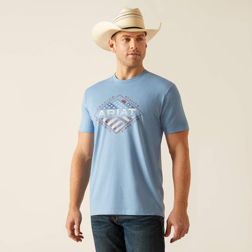 Pard's Western Shop Ariat Light Heather Blue USA Range T-Shirt for Men