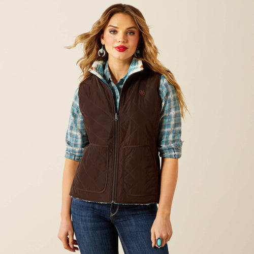 Pard's Western Shop Ariat Women's Brown Dilon 2.0 Reversible Insulated Vest