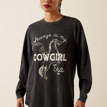 Ariat Women's "Always in My Cowgirl Era" Black Mineral Wash Oversized Canvas Long Sleeve T-Shirt