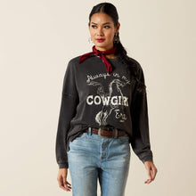 Pard's Western Shop  Ariat Women's "Always in My Cowgirl Era" Black Mineral Wash Oversized Canvas Long Sleeve T-Shirt