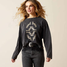 Pard's Western Shop Ariat Women's Black Mineral Wash Hesperia Southwest Print Long Sleeve T-Shirt