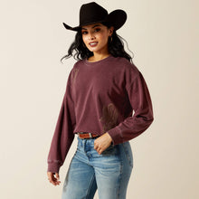 Pard's Western Shop Ariat Women's Port Royal Valley Sweatshirt with Horseshoe & Cactus Emboidery