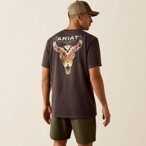 Pard's Western Shop Ariat Southwest Long Horn Classic Fit Vintage Black T-Shirt
