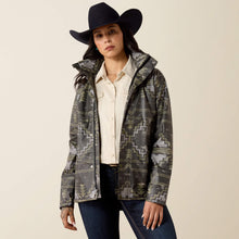 Ariat Women's Grey/Green Southwest Print Drizzle Rain Coat