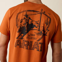 Ariat Men's Orange "Tuff As Leather" Bull Rider/Football Graphics T-Shirt