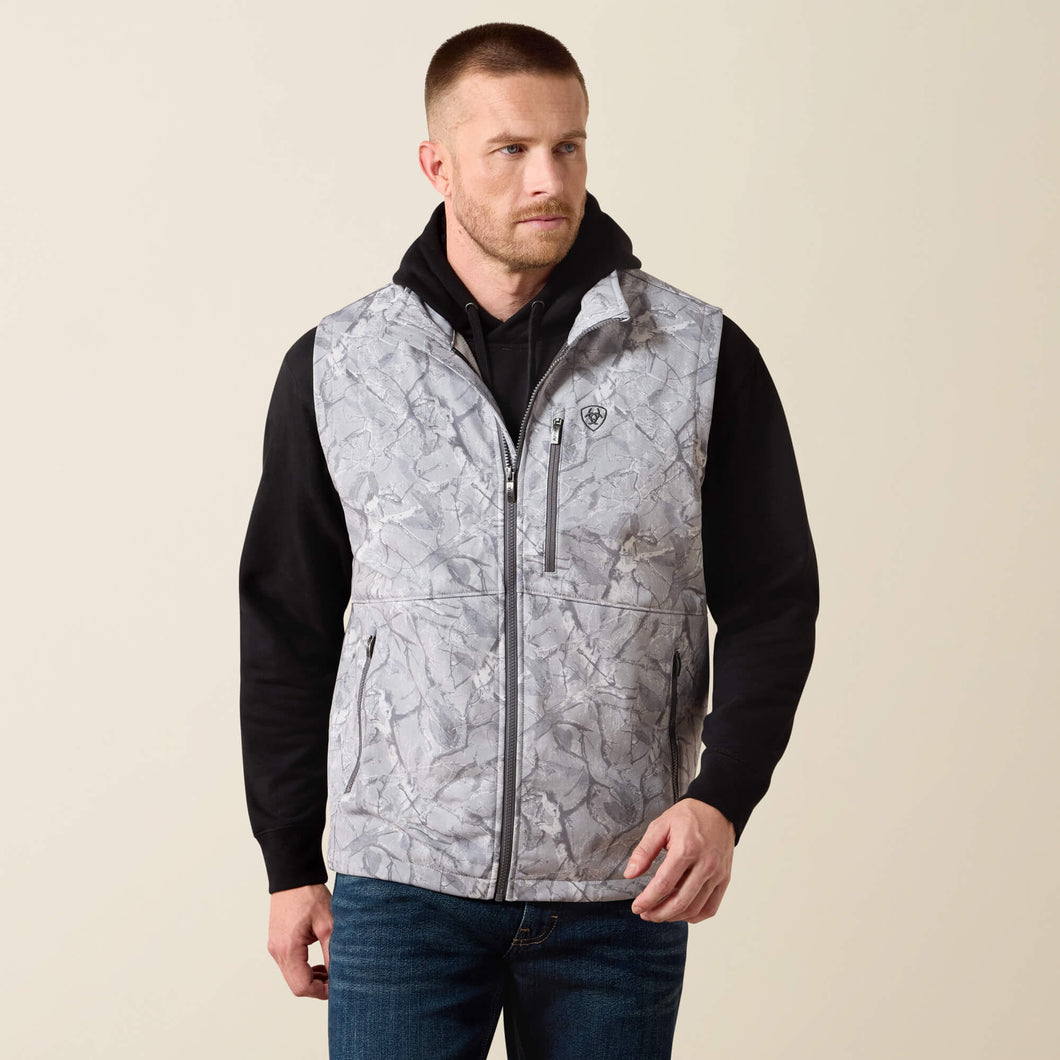 Pard's Western Shop Ariat Men's Grey Camo Print Softshell Logo Vest