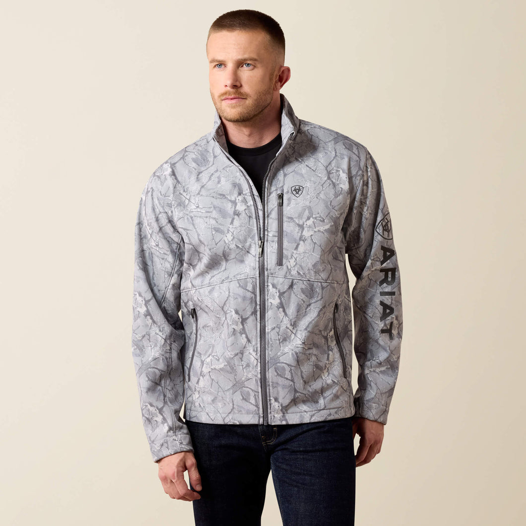 Pard's Western Shop Ariat Men's Grey Camo Print Softshell Logo Jacket