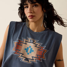 Ariat Women's Faded Navy Lakeside Geo Southwest Print Sleeveless T-Shirt