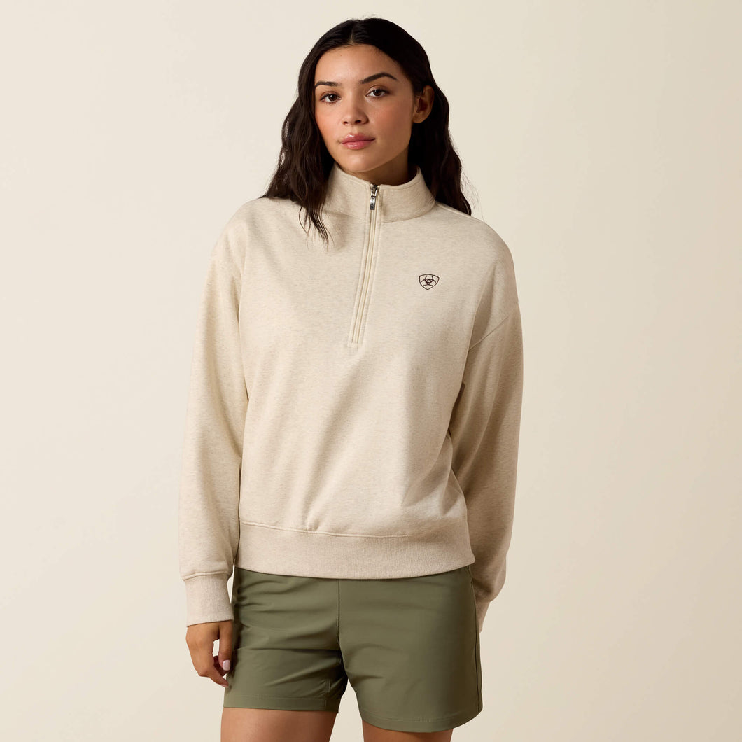Pard's Western shop Ariat Women's Oatmeal 1/2 Zip Sweatshirt