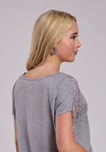 Roper Apparel Women's Heather Grey Cactus Graphic Tee with Fringe Trim