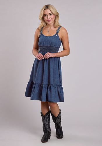 Pard's Western Shop Roper Apparel Women's Denim Ruffle Tank Dress
