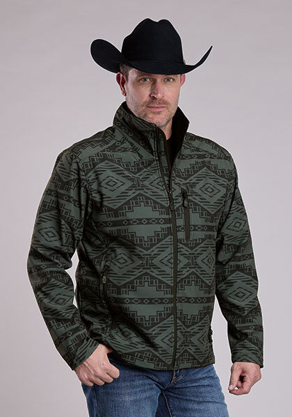 Pard's Western Shop Roper Men's Black/Charcoal Southwest Print Soft Shell Jacket