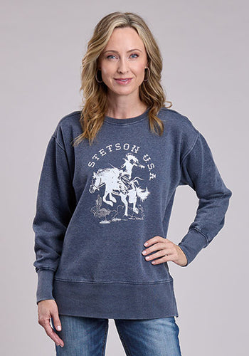 Pard's Western Shop Roper Apparel Blue Stetson Cowgirl Oversized Sweatshirt for Women
