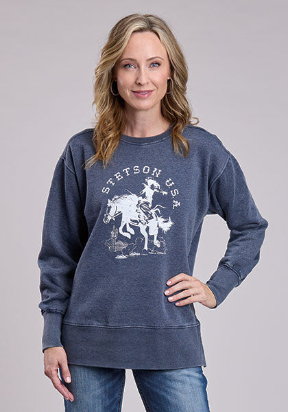 Pard's Western Shop Roper Apparel Blue Stetson Cowgirl Oversized Sweatshirt for Women