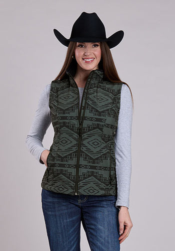 Pard's Western Shop Roper Women's Black/Charcoal Southwest Print Soft Shell Vest